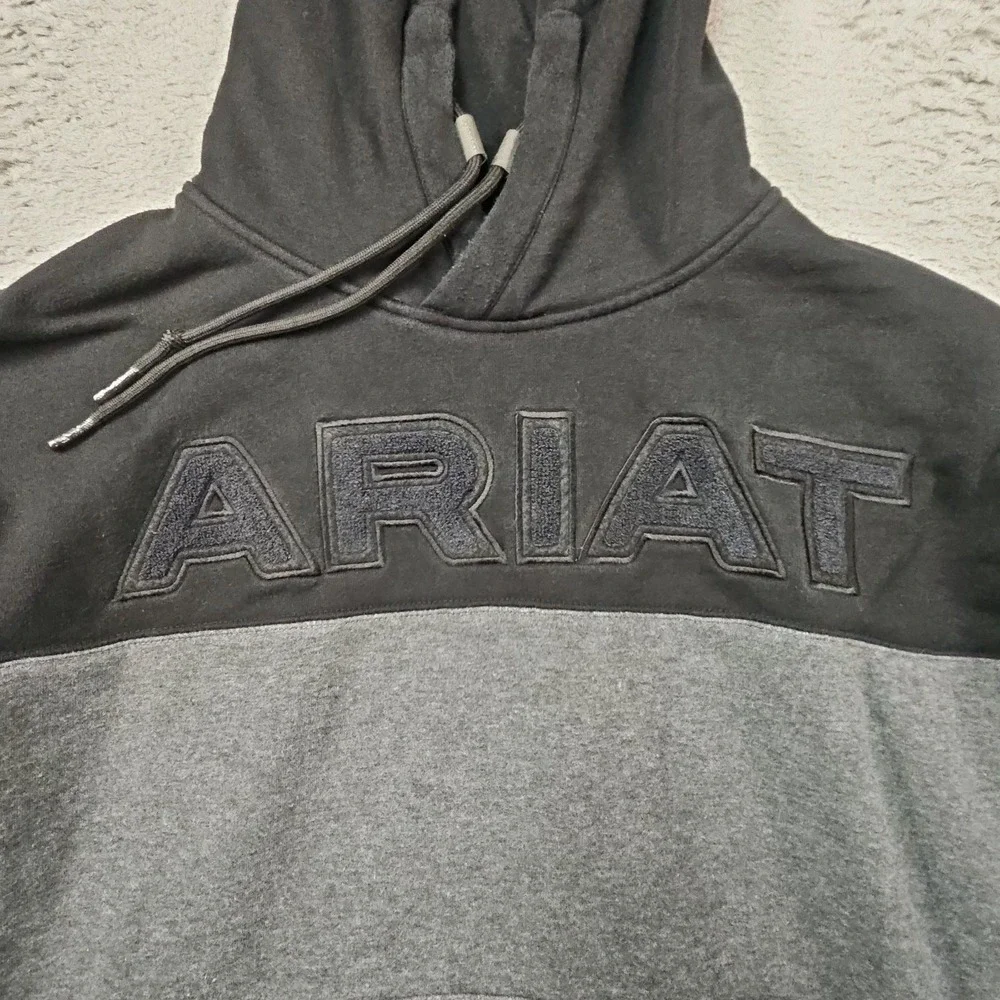 Ariat Hoodie Mens XXL Black Gray Pullover Western Sweatshirt Cowboy Country